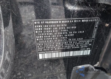 2022 Volkswagen Taos 1.5T Se из США, поврежденный, VIN 3VVRX7B2XNM059671